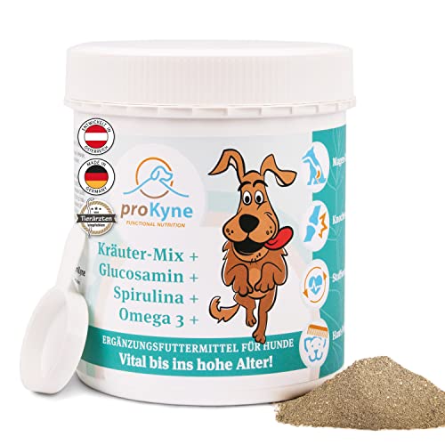 proKyne FUNCTIONAL NUTRITION 450g Pulver | All-in-One Nahrungsergänzung Multivitamine für Hunde | Unterstützt Gelenke Immunsystem Haut Fell Vitalität Verdauung. Für Erwachsene Tiere