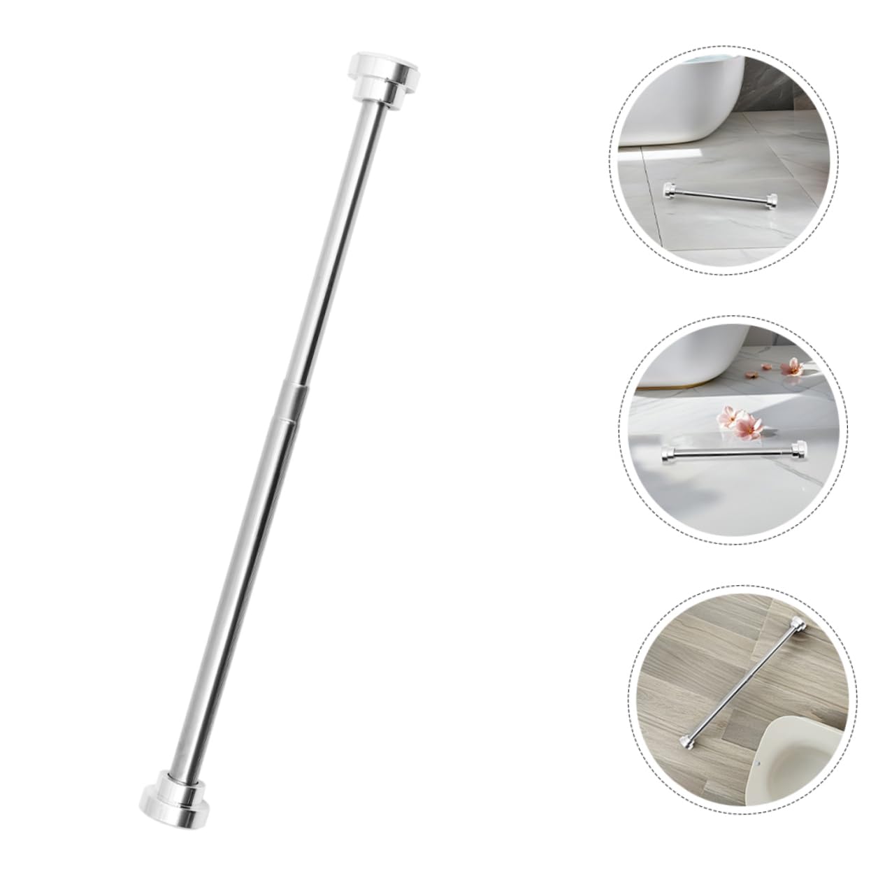 2 Pièces Tringle Rideau Douche Extensible Sans Perçage Acier Inoxydable Réglable Pour Salle De Bain Et Fenêtres De Placard
