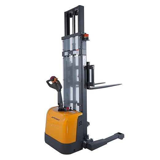 APOLLOLIFT Fully Powered Drive and Lift Electric Stacker with Straddle Legs 3300 lbs Capacity 118“ Lift Height, Adjustable Forks Material Lift