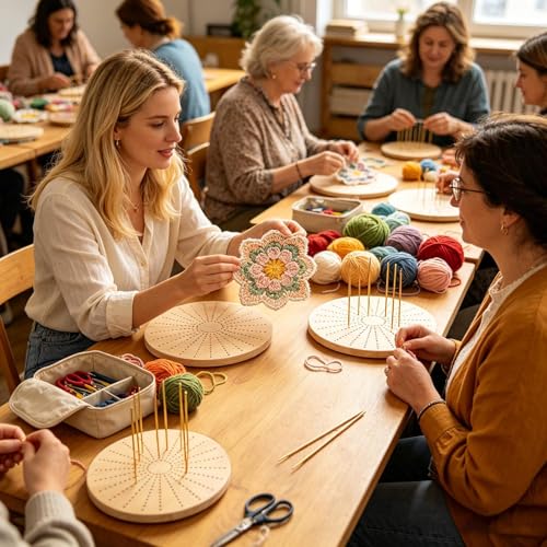Planche à crocheter avec épingles pour tricot circulaire