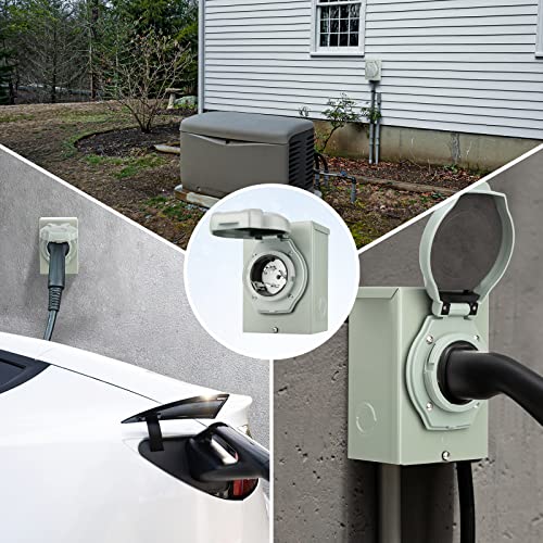 Shinepick 50 Amp Generator Power Inlet Box, Nema 3R Power Inlet Box,125/250V 12500W Outdoor Receptacle Generator Outlet For Outdoor,3 Prong Generator Cord Receptacle Transfer Switches Weatherproof #TOP4