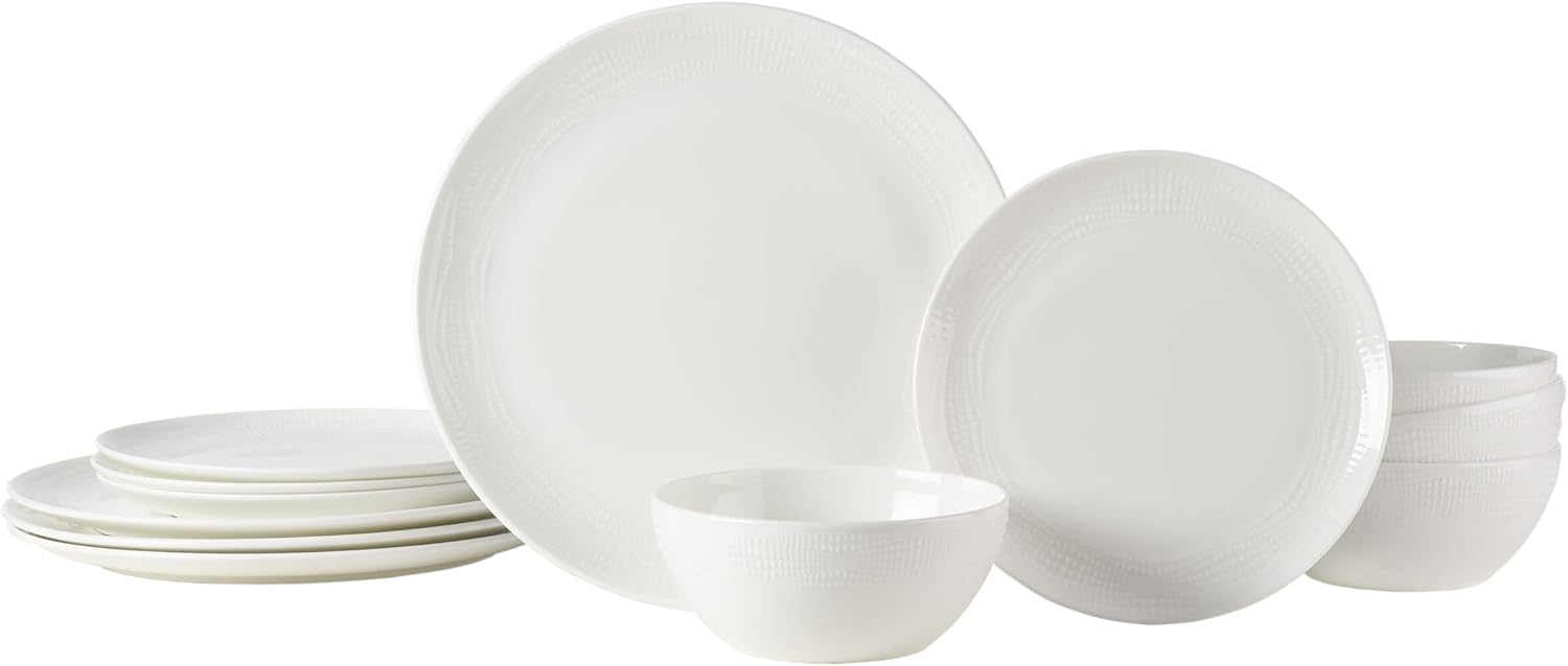 Mikasa Mirabel Vegan Bone China Chip Resistant 12 Piece Dinnerware Set, Service for 4