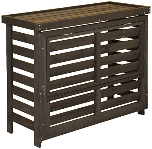 ガーデンガーデン フラップルーバーエアコン室外機カバー パラソル レギュラーサイズ 幅95.5cm ダークブラウン FLAC-NW960DBR