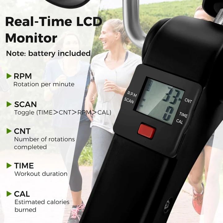 Image of Mini Cycle Pedal Exerciser with Adjustable Resistance and Digital Display - for Light Leg and Arm Exercise and Physiotherapy at Home| Compact & Portable Design (Black)