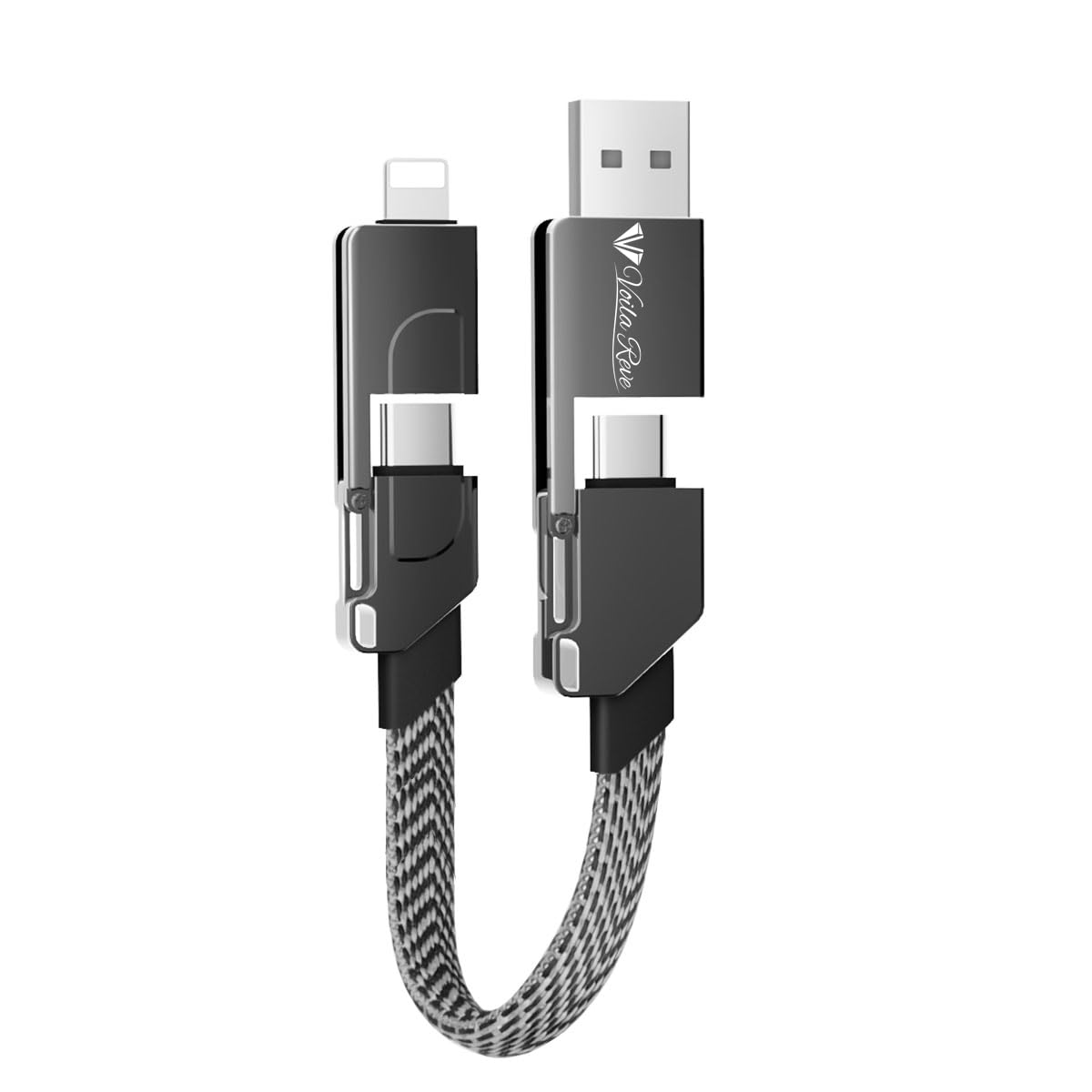 Voila Reve 100W 6-in-1 Multi Charging Cable, Ultra-Fast Charging Portable Keychain Charger Cable