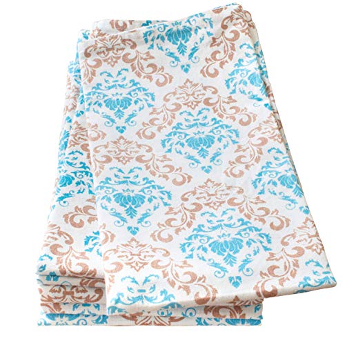 The White Petals Turquoise Table Cloth Napkins -(20X20 inch) Properly Finished | No Fray Edges | for Home, Kitchen, Dining Room (Damask Print, 100% Cotton, Pack of 6)