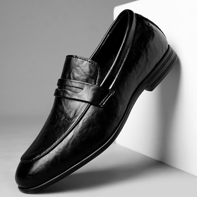 Mens Loafers Round Toe Solid Color Faux Leather Penny Loafers Comfortable Anti-Slip Flexible Casual Prom Slip On4