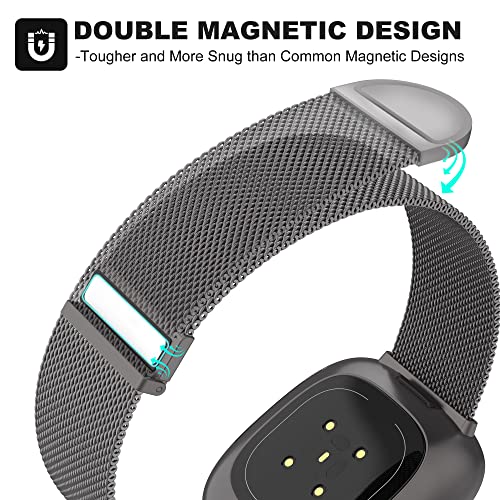 Higgs Strap Compatible with Fitbit Versa 3/4 & Sense 2, Dual Magnetic Adjustable Metal Strap for Women & Men, Graphite Fashion - Image 4