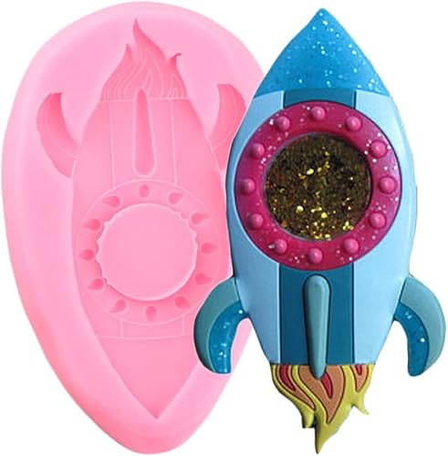 Playing Mold Moldes de silicona para naves espaciales de cohetes para decoración de pasteles de azúcar, moldes de silicona para bricolaje, fondant,
