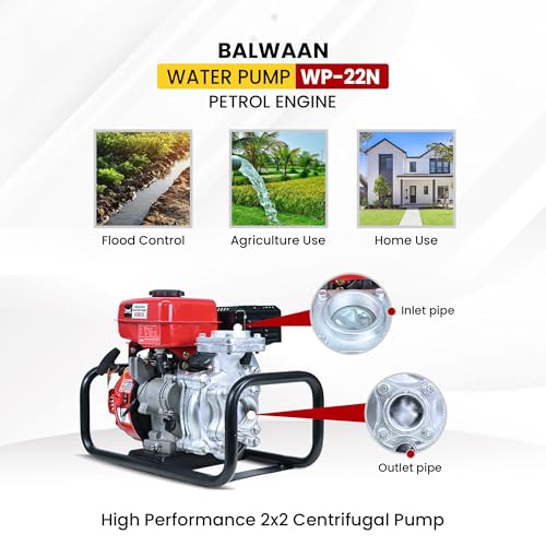 Image of Balwaan Krishi 2x2 Petrol Water Pump 4-Stroke |Centrifugal Pump| WP-22N | WP-22N