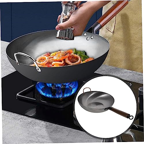 Wok de hierro tradicional sin recubrimiento para cocina a gas miniatura 6