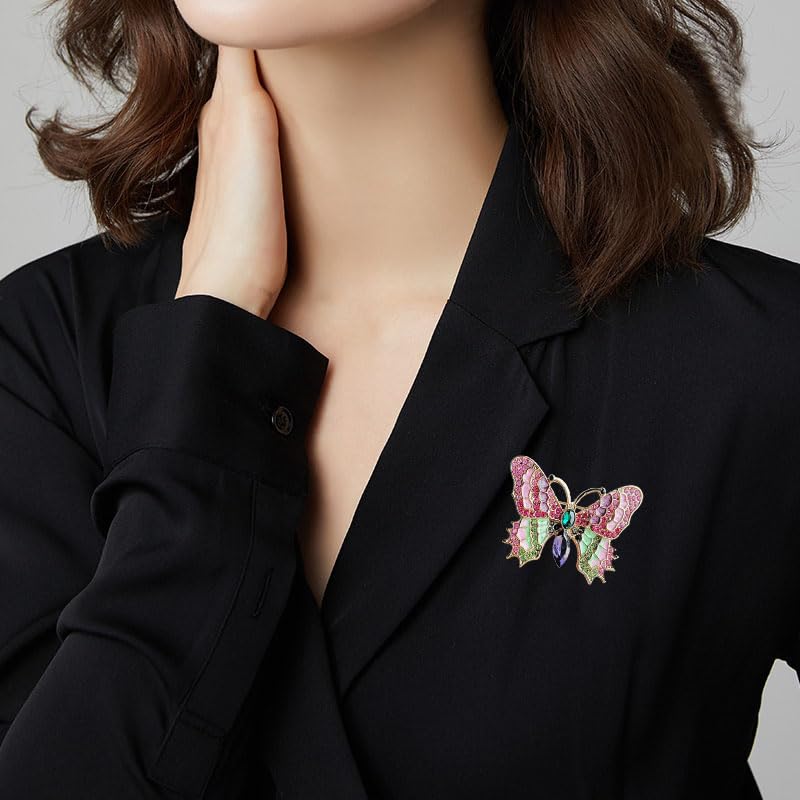 Image of Variety Styles Butterfly Brooch - Multi-Color Rhinestone Crystal Brooch Pin Cute Butterfly Shape Corsages Brooches Decoration Gift for Women