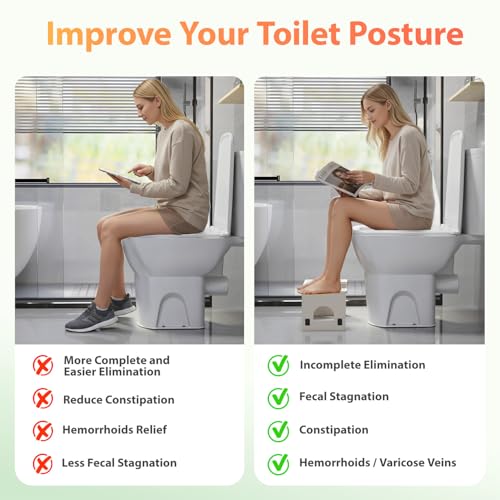 Image of Folding Toilet Stool 7 inch&9 inch Adjustable, White Poop Stool for Adults & Kids