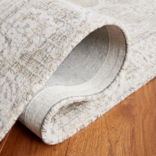 Image of SAFAVIEH Area Rug 8x10 - Ebony Collection - Large - Grey & Ivory, Handmade Wool, Ideal for Living Room, Bedroom, Office, Dining Space (EBN111F)