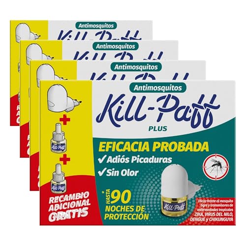 KILL-PAFF - Insecticida Eléctrico Antimosquitos, Eficaz Contra Mosquito Tigre y Transmisores de Enfermedades Tropicales, Difusor, 90 Noches de Protección (Contenido: 1 difusor + 2 recambios)