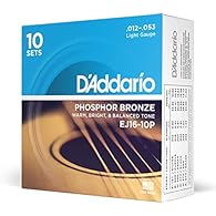 CORROSION-RESISTANT, PRECISION WOUND – D’Addario Phosphor Bronze acoustic guitar strings are precision wound with phosphor bronze wrap wire, over a hexagonal high-carbon steel core. WARM, BALANCED TONE - Phosphor Bronze wrap wire provides tried-and-t...