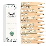Boldernest Bamboo Herb Markers - Set of 12 Beautiful Garden Labels - Sturdy Outdoor Garden or Potted Herb Markers