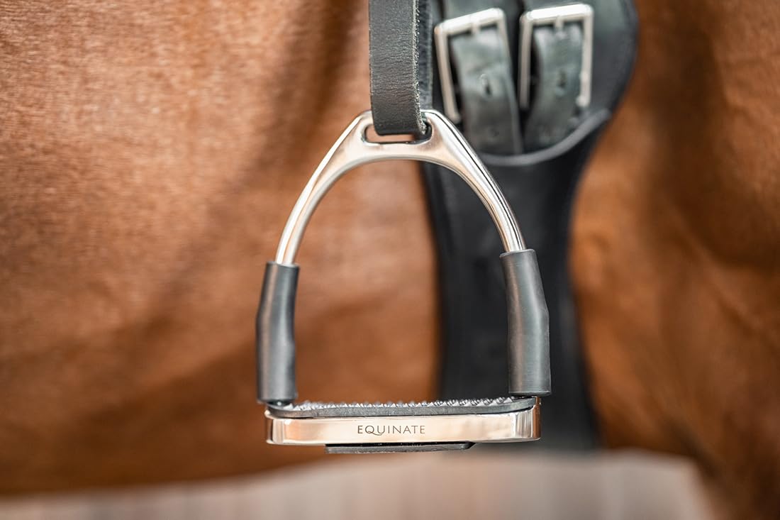 Equinate Sicherheitssteigbügel Fremont 12cm Edelstahl Anti-Rutsch Trittfläche Gummi 2 Stück