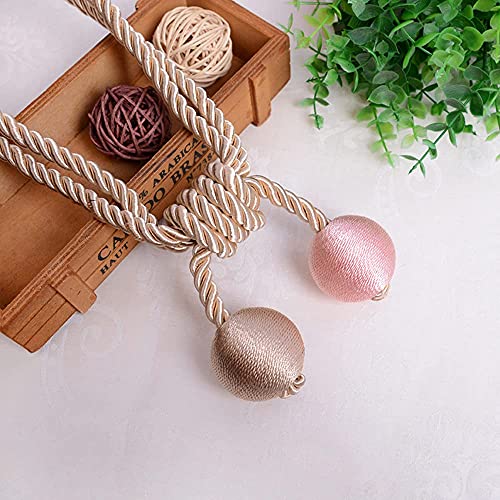 X&F カーテンタッセル カーテンアクセサリー カーテン留め 飾り ロープタッセル 窓装飾 おしゃれ 2個セット (ピンク)のサムネイル