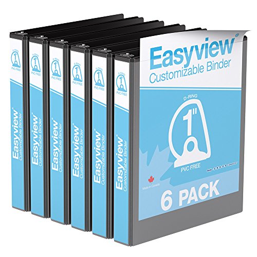Easyview Premium, Angle D Ring, Customizable, View Binder, 6 Pack (1