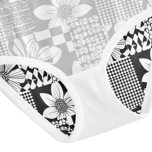 ZZKKO Geometric Floral Buffalo Plaid Girls Underwear Toddler Panties for Girls Comfort Brief Size 2T-8Y4