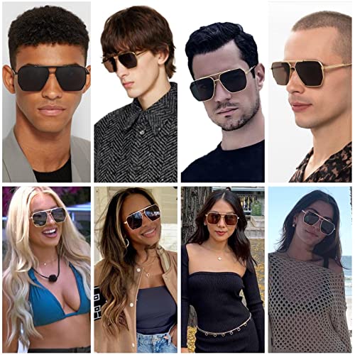 Xpectrum Retro Oversized Aviator Trendy Sunglasses Mens Womens Square Metal Gold Sun Glasses Polarized Lens3