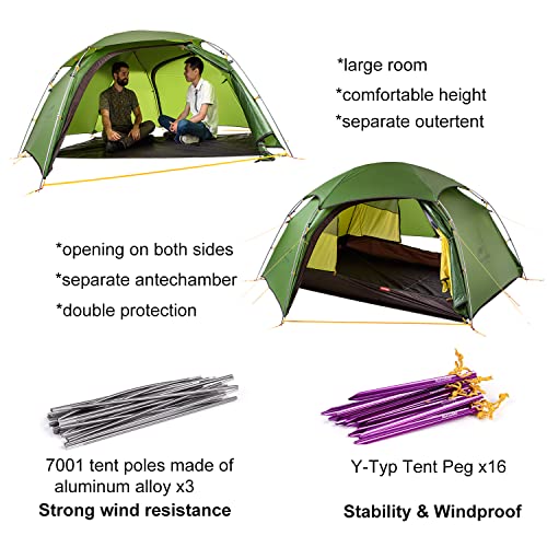 Tente Naturehike Cloud Peak 2 Personnes,Tente de Camping,Tente dôme Coupe-Vent et imperméable,4 Saisons,Facile à Installer,Tente Sac à Dos légère pour Le Trekking,la randonnée avec Une Empreinte - Image 6