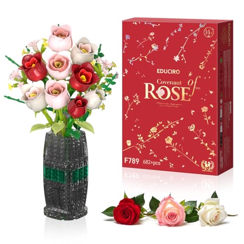 Under the Baubles Rosen Blumenstrauß Bausatz mit Vase, Botanicals Kollektion Set für Erwachsene, Künstliche Blumen als Zimmer-Deko Basteln, Kreatives Geschenke für Partner, Freundin