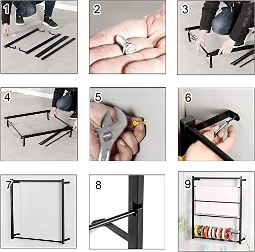 Scaffale da parete per vinile, tessuto e nastro, organizer in metallo per artigianato, armadio e garage