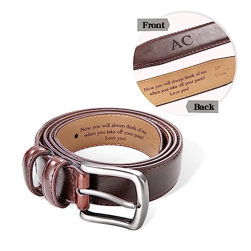 Personalized Belts For Men Genuine Leather Front Back Engraved Belts For Husband Custom Name Belts For Dad Boyfriends Grooms Father Day Gifts3