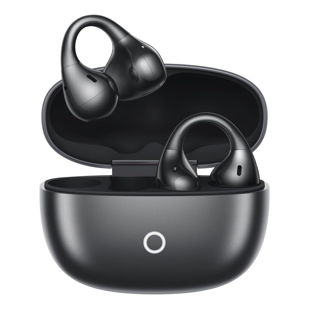 realme Buds Clip Open-Ear Wireless Earbuds with 11mm Dual Magnet Drivers, 3D Spatial Audio, 36H Playtime, AI ENC, IP55 Rating, and 45ms Low Latency (Titanium Black)