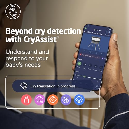 Maxi-Cosi Starling Smart Bassinet, CryAssist AI Cry Translation, 5 Rocking Motions, Cozy Mattress Pad, Machine-Washable Cover, Built-in Bluetooth Speaker, Onyx Heritage, Baby Bassinet Rocking - image 2