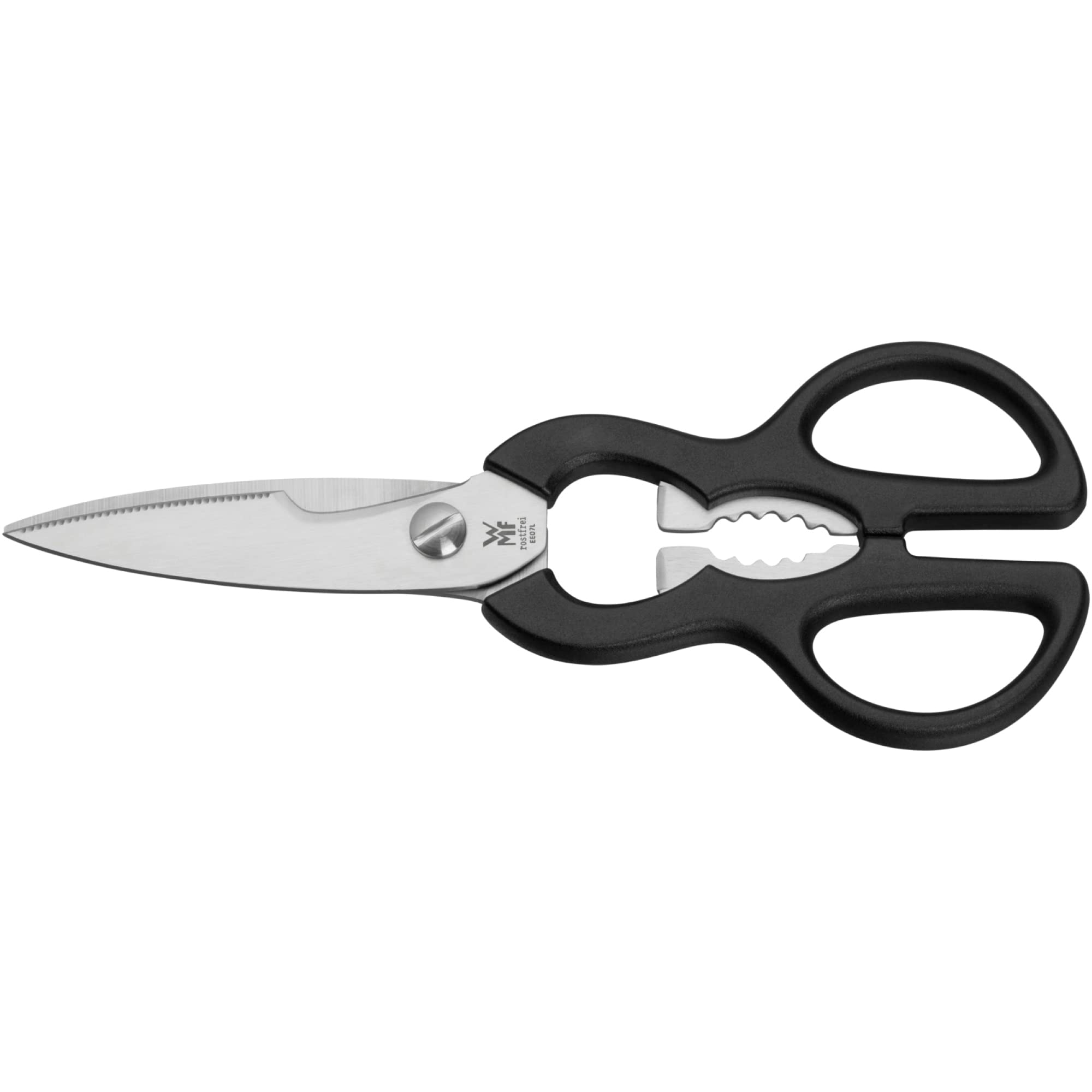 WMF Kineo - Juego 6 Piezas, 4 Cuchillos con Hoja de Acero Templado Especial y Tijeras Multiusos con Soporte FlexTec de Bambú