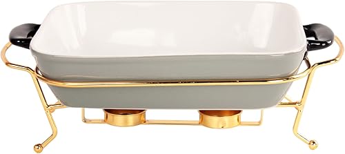 Cacerola - Juego de utensilios de cerámica para hornear de 1.7 cuartos de galón con tapas, resistente a las astillas y grietas, apto para