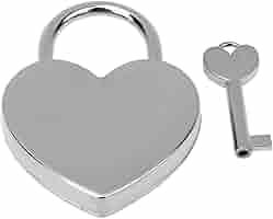 1pcs Heart Shaped Padlock, 1.8 x 2.3in Mini Lock with Keys