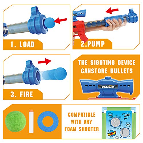 Springflower SFSHOT01 Shooting Game Toy For 5 6 7 8 9 10+ Years Olds Boys,2Pk Foam Ball Popper Air Toy Guns With Standing Shooting Target,24 Foam Balls, Ideal Gift thumb #1