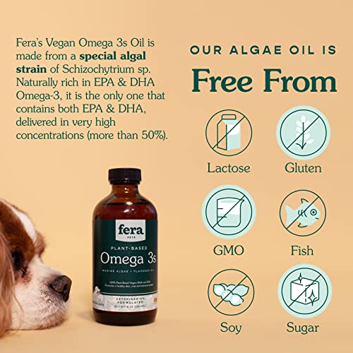 Fera Pets - Plant Based Omega 3s, 6, 9 - for Dogs and Cats - Made with Marine Algae + Flaxseed Oil - 100% Vegan DHA and EPA Supplement - for Healthy Skin, Coat, and Immune System - 8oz - Image 6