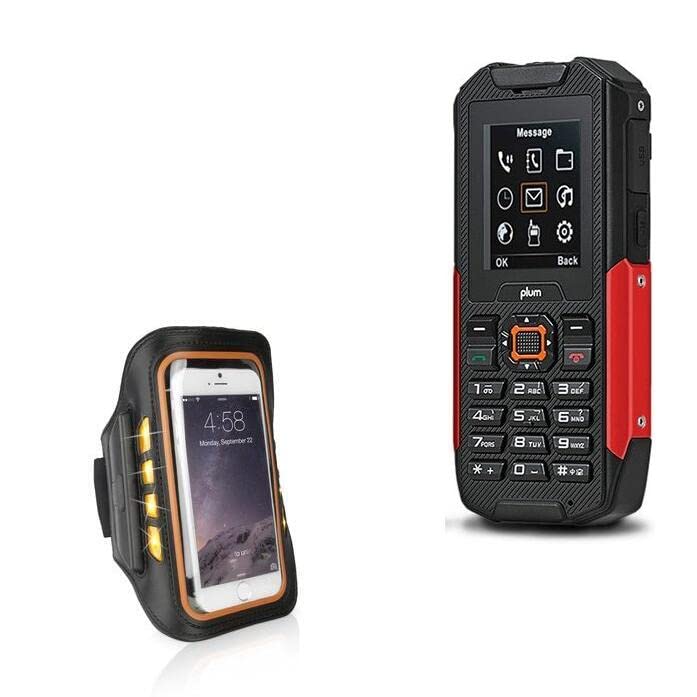 BoxWave Case Compatible with Plum Ram Plus (2015) - JogBrite Sports Armband, High Visibility Safety Light LED Runners Armband for Plum Ram Plus (2015) - Bold Orange