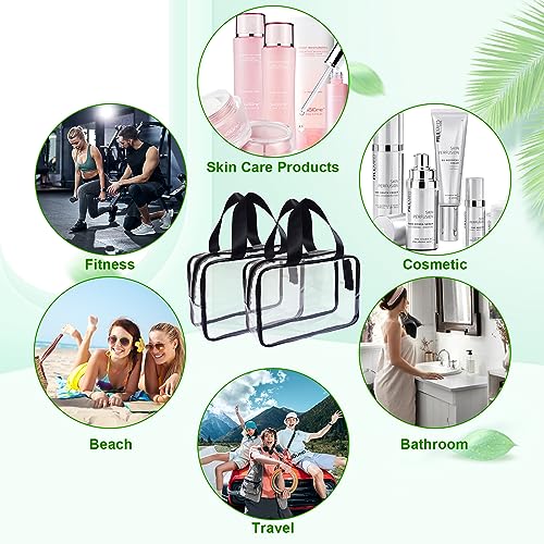 10 Pack Large Clear Cosmetic Bags with Handle PVC Plastic Toiletry Pouches with Zipper Transparent Makeup Bag for Women, Men, Beach, Traveling4