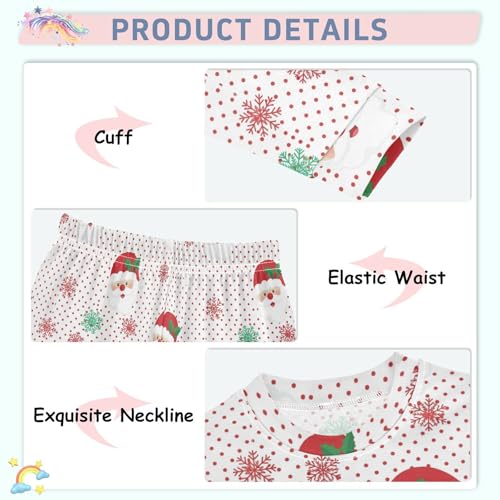 Pajama Sets Long Sleeve Santa Claus Snowflakes Soft Comfy Sleepwear 2 Piece PJS 3-8T4