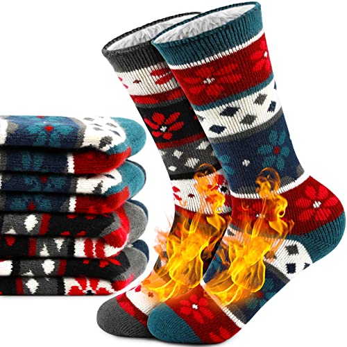 QINCAO 2 Paar Thermosocken Damen Herren Socken Dicke Warme Winter Wintersocken Kuschelsocken Weihnachtssocken Haussocken Unisex Cover