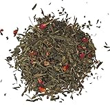 Schrader | Grüner Tee Gute Laune aromatisiert | Sencha mit Ananas, Papaya, Korinthen, Erdbeeren und Rosenblüten | 125 g loser Tee