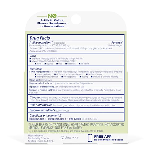 Boiron Histaminum Hydrochloricum 30C Homeopathic Medicine for Indoor or Outdoor Allergy Relief, Hay Fever, and Hives - 3 Count (240 Pellets) - image 7