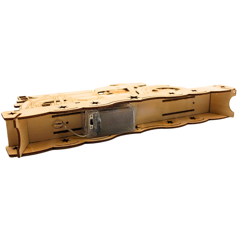 Ostalgie Moped Schwippbogen, DDR - Motorrad Schwibbogen, Lichterbogen Ostalgie, Schwibbogen DDR-Fahrzeug, aus Holz mit LED-Beleuchtung – Batteriebetrieben (2x AA), Made in EU, L/B/H 35 x 4 x 21 cm.