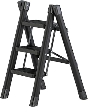 Loft Ladder Step Ladders 3/4/step Folding Ladder Carbon Steel Step Ladder with 10.6in Anti-Slip Pedal 150kg/330lb Portable Attic Ladder Anti-Slip