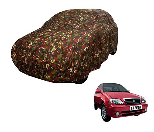 Image of Auto Hub Car Cover Compatible with Maruti Esteem with Weather Proof, Triple Stitched, Esteem Car Cover Jungle Look