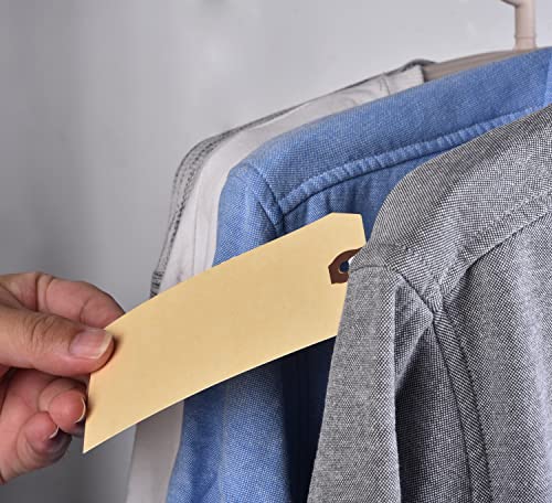 Gillraj Shipping Tags With Strings Attached 4 3/4 X 2 3/8 Inches - Pack Of 100 - Strung Manila Paper Hang Tags Labels With Reinforced Eyelet Hole #TOP3