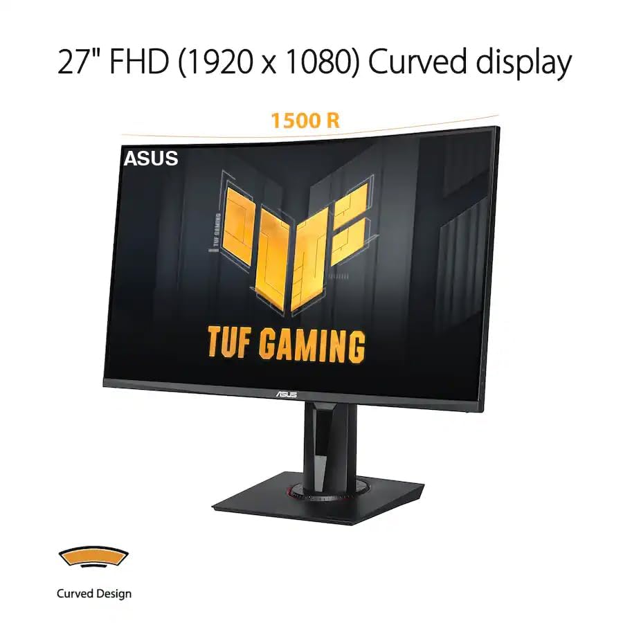 Image of ASUS TUF 27 inch FHD Curved Gaming Monitor (2Pack) with Adj Tilt /Swivel /Height | 240Hz Refresh Rate, Flicker-Free, Adaptive-sync, AMD FreeSync Premium, VESA Mount, HDMI w /DKZ Hub & ErgoFlexy Dual Mount Arm
