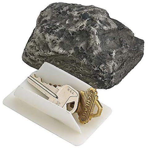 JIHE Key Safe Outdoor,Gray Camouflage Stone Diversion Safe Looks & Feels Like Real Stone Rock Safe for Outdoor Garden or Yard Cover