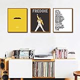  Queen Band Canvas Art Prints Hip Hop Music Poster Bohemian Rhapsody Pintura Cuadros de Pared Decoraci贸n para Sala de Estar -40x50cmx3 Sin Marco